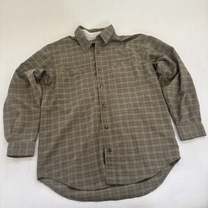 VTG ExOfficio Shirt Mens Medium Button Up Roll Tab Vented Fishing Outdoors NYLON